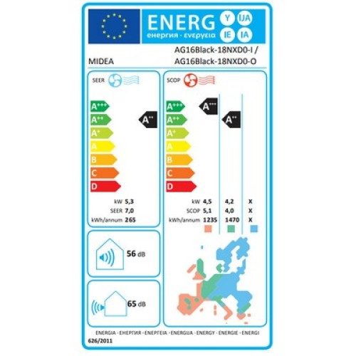 ΚΛΙΜΑΤΙΣΤΙΚΟ MIDEA BLACK CRYSTAL AG16BLACK-18NXD0-I /18NXD0-O INVERTER 18000BTU R32 WI-FI